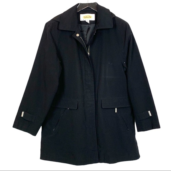 Talbots Jackets & Blazers - Talbots Petites Black Zip-Up Short Trench Style